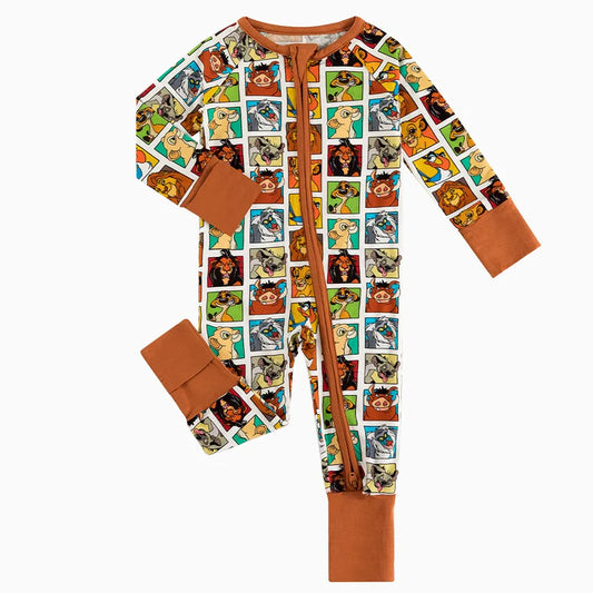 King Lion Brown Bamboo Sleeper Onesie