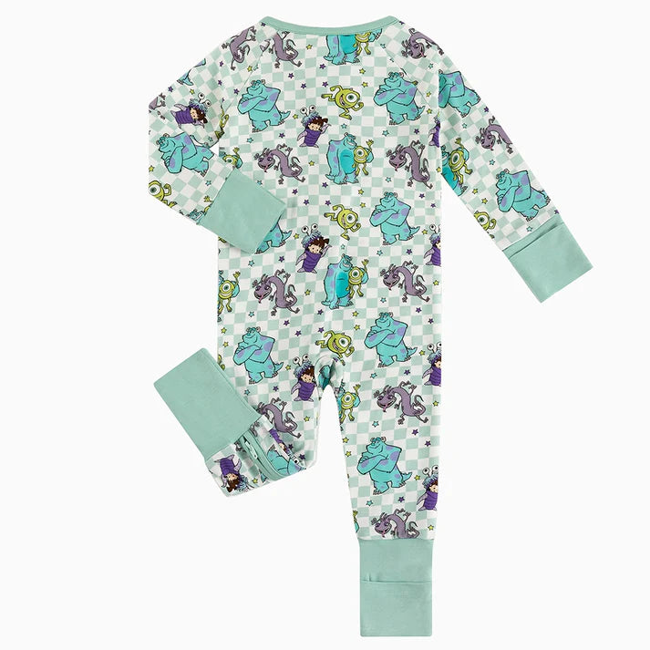 Monster Friends Plaid Bamboo Sleeper Onesies