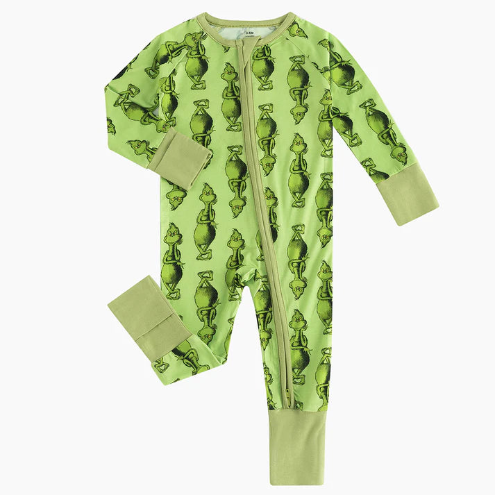 Christmas Green Grouch Bamboo Sleeper Onesies