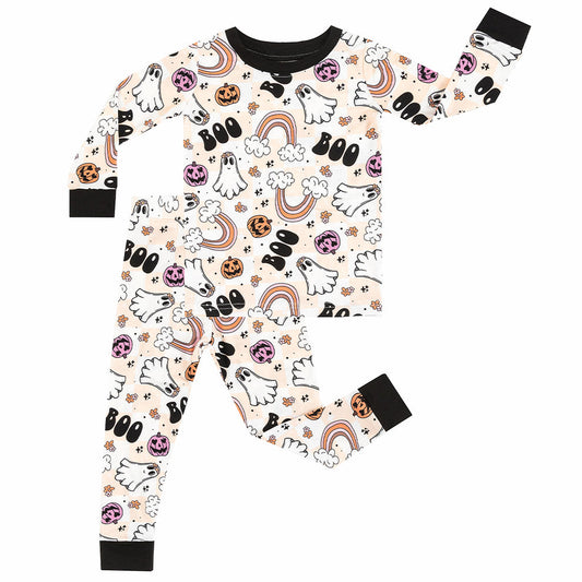 Halloween Pumpkin Rainbow Ghost Toddler Pajamas