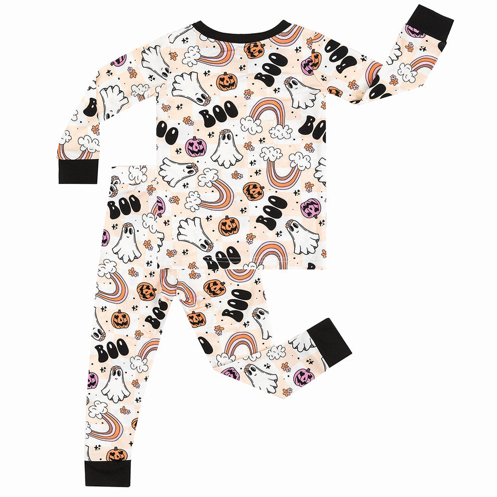 Halloween Pumpkin Rainbow Ghost Toddler Pajamas