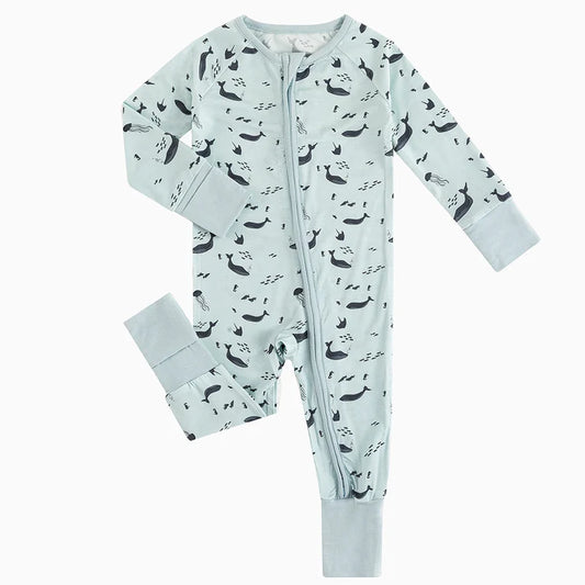 Jellyfish Dolphin and Whales Bamboo Sleeper Onesies