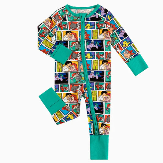 Mermaid Plaid Bamboo Sleeper Onesies