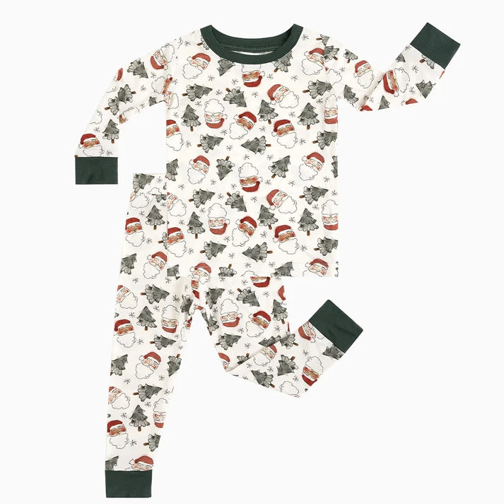 Santa Claus and Christmas Tress Bamboo Toddler Sleeper Pajamas