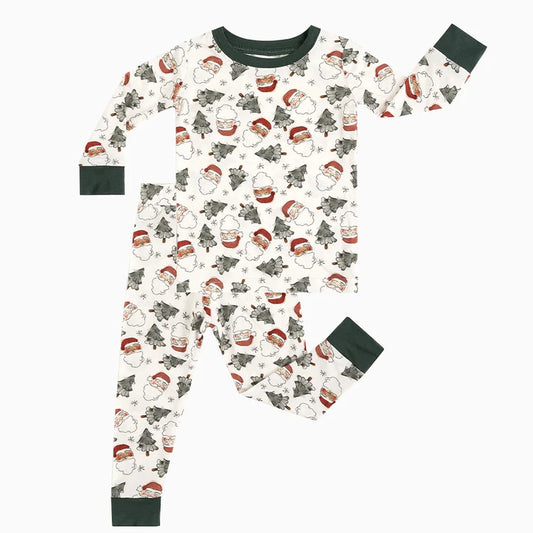 Santa Claus and Christmas Tress Bamboo Toddler Sleeper Pajamas