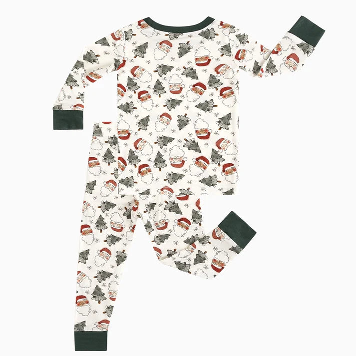 Santa Claus and Christmas Tress Bamboo Toddler Sleeper Pajamas
