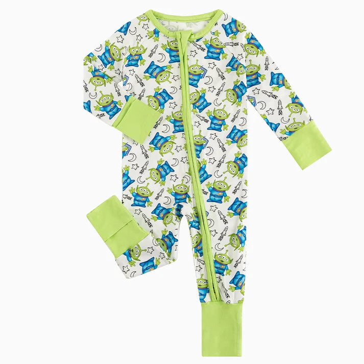 Green Alien Bamboo Sleeper Onesies