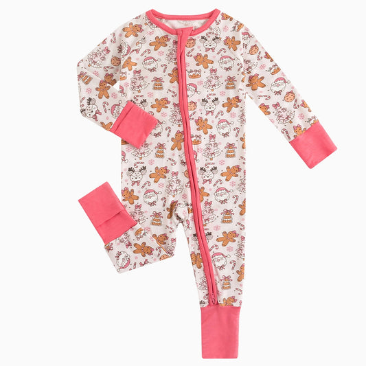 Christmas Pink Gingerbread Baby Sleeper