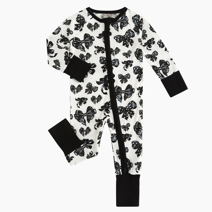 Black Bows Bamboo Sleeper Onesies