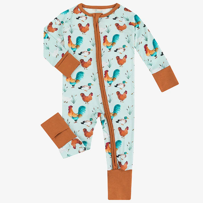Roosters and Ducks Bamboo Sleeper Onesies