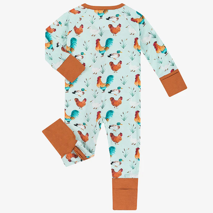 Roosters and Ducks Bamboo Sleeper Onesies